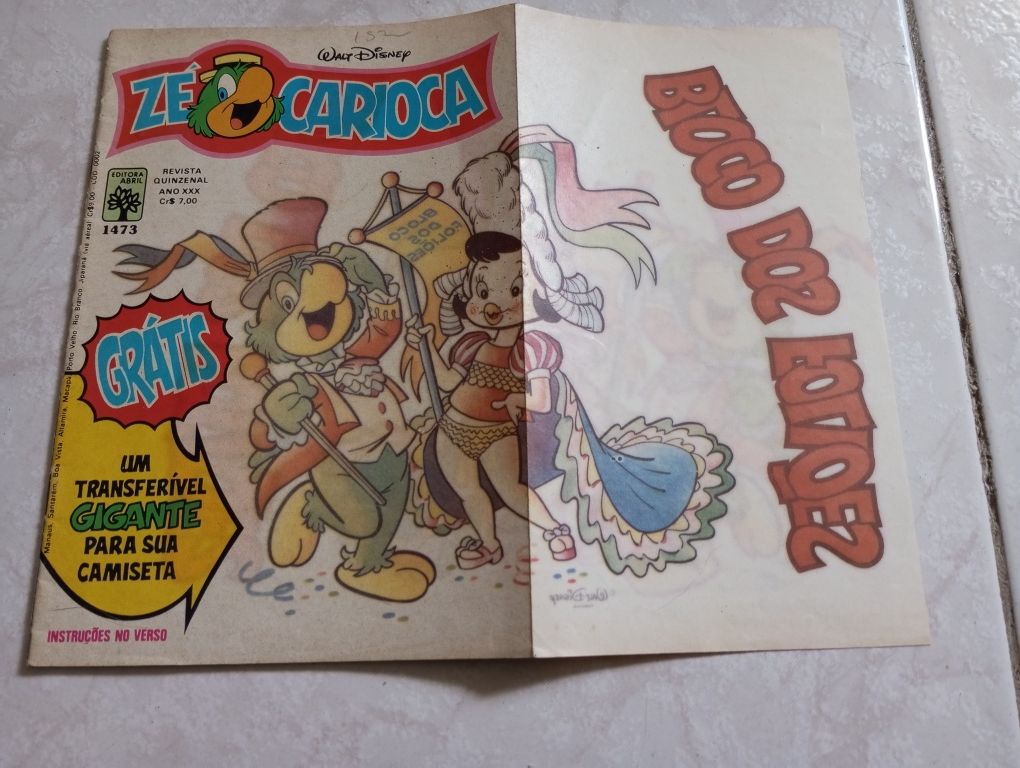 Revista Zé Carioca 1473 capa com transferível de  1980