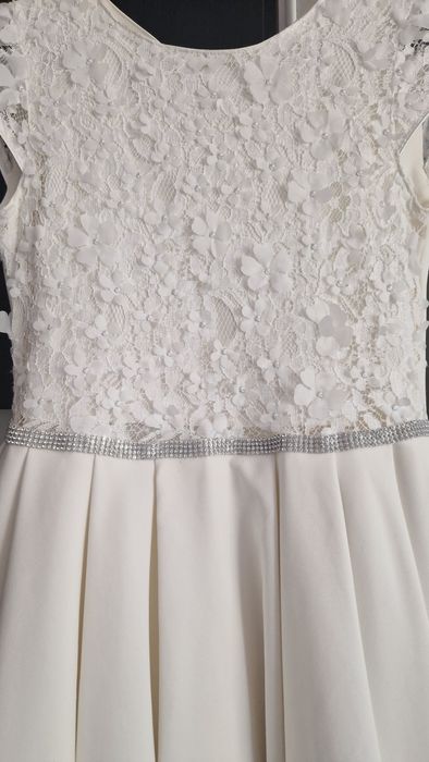 Biała,ecru sukienka 158