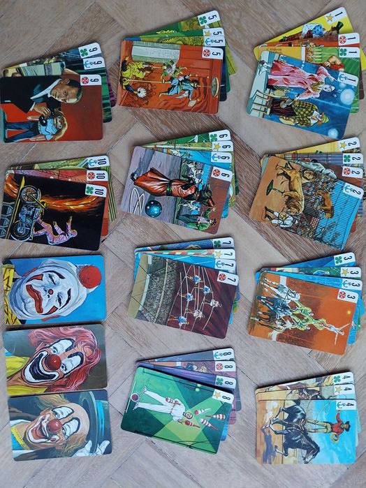 cartas de jogar: circo e palhaços, da década de 1970