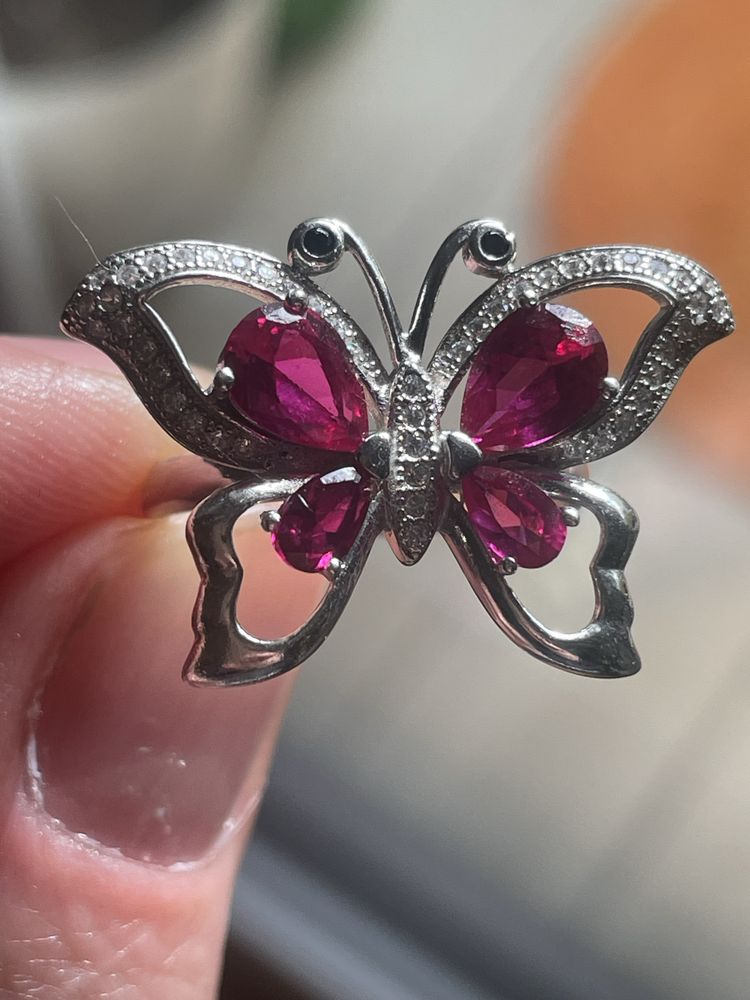Pierscionek motyl cyrkonie srebro