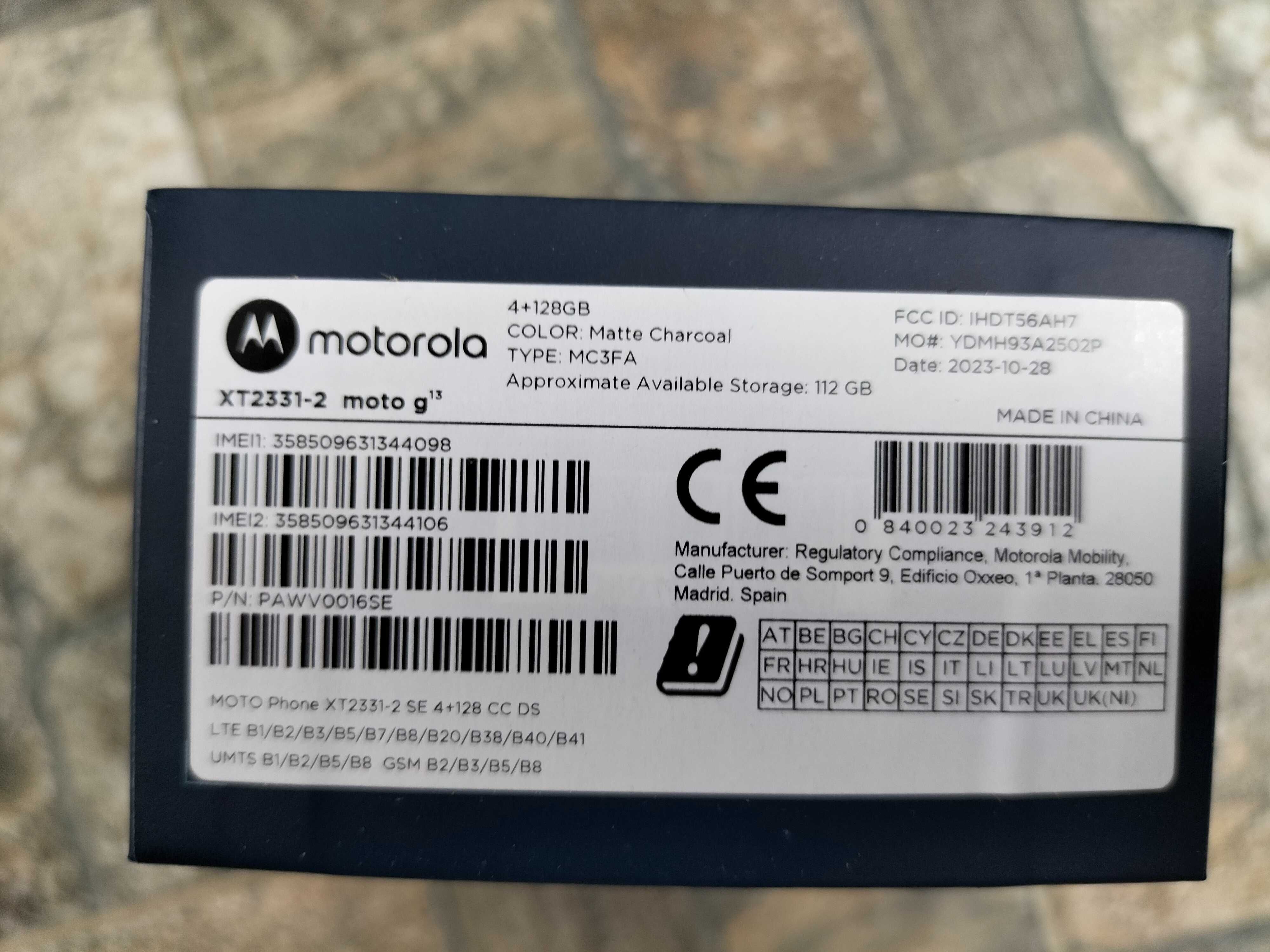 Motorola Moto G13 NFS  4/128GB Matte Charcoal Новий , Запакований .