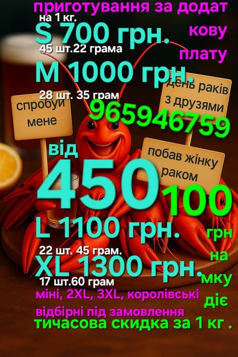 Живі та варені раки продам