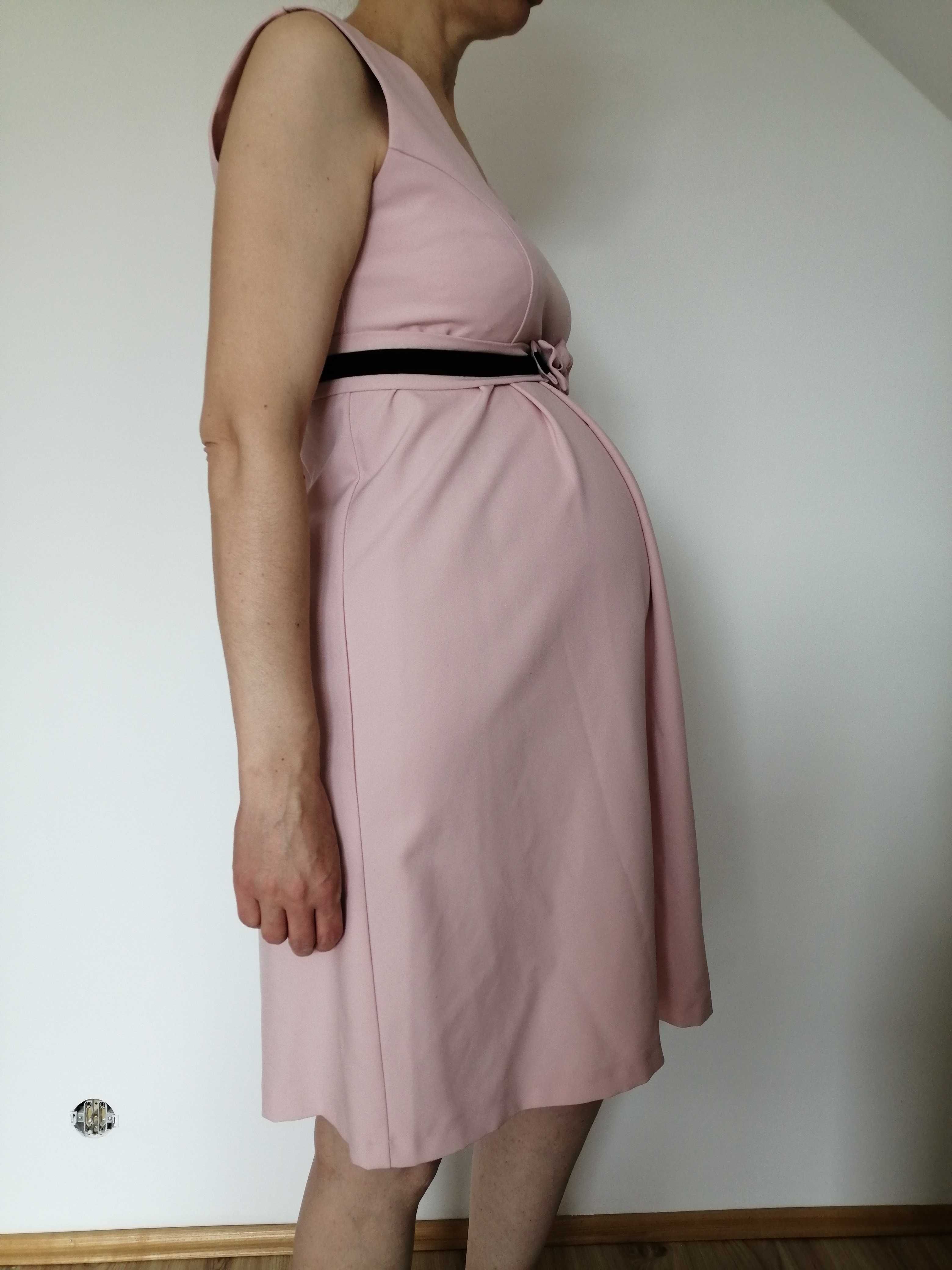 Sukienka ciążowa Branco M/L pudrowy róż wizytowa