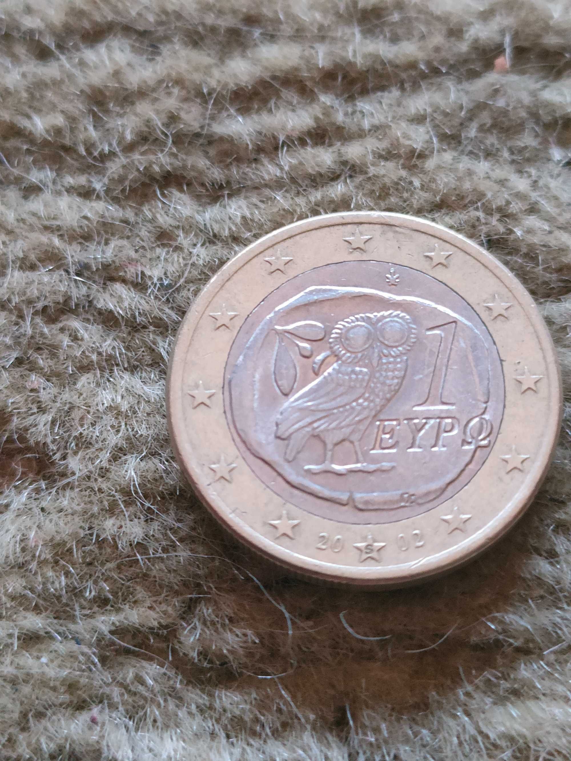 moeda 1 euro grecia 2002, coruja com um S numa das estrelas