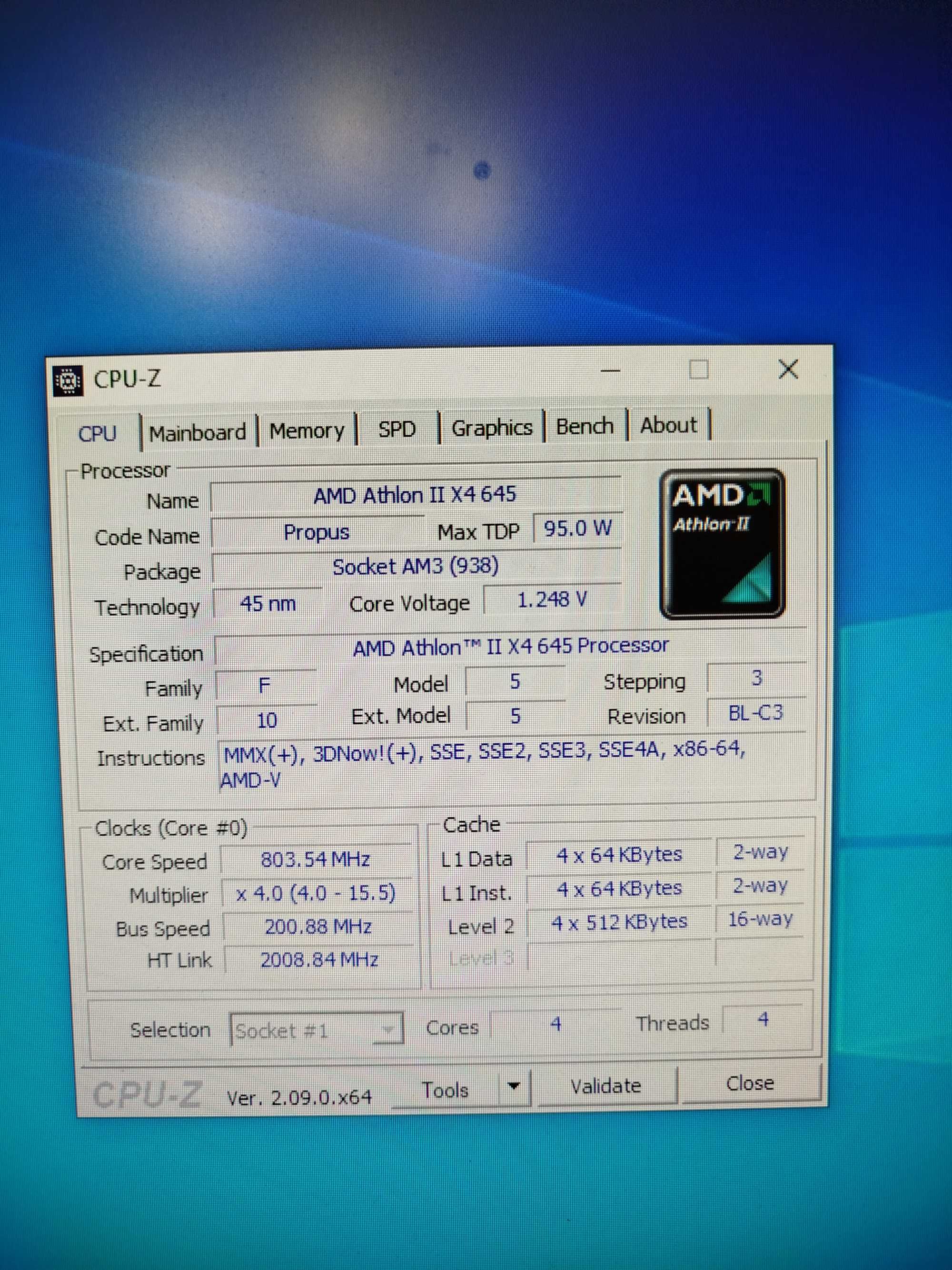 Komputer stacjonarny | AMD Athlon II X4 645 | GTS 250 | 8GB Ram