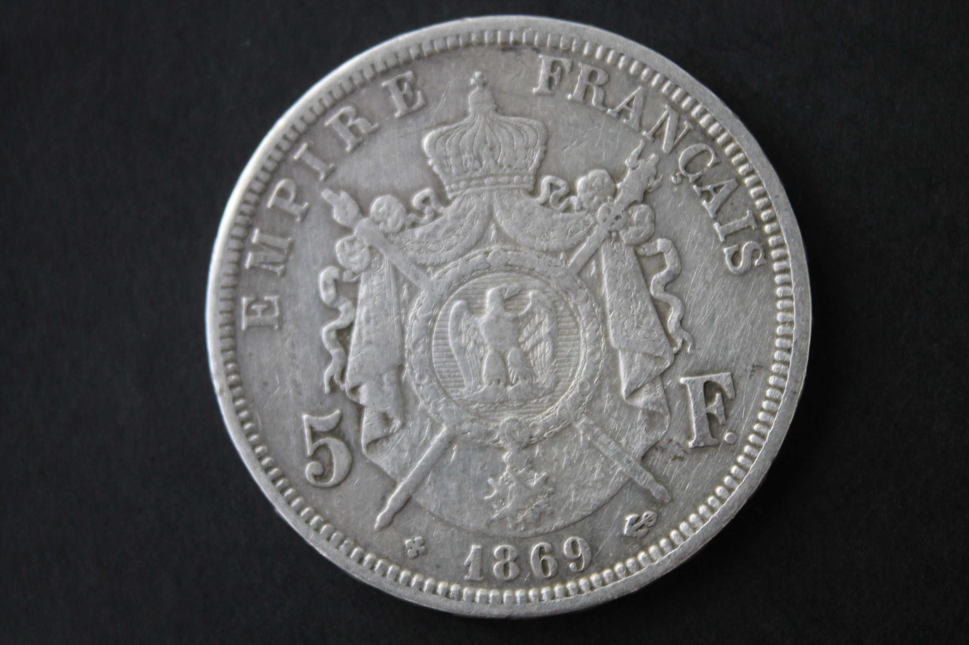 Император Наполеон III  Франция 5 франков, 1861-1870