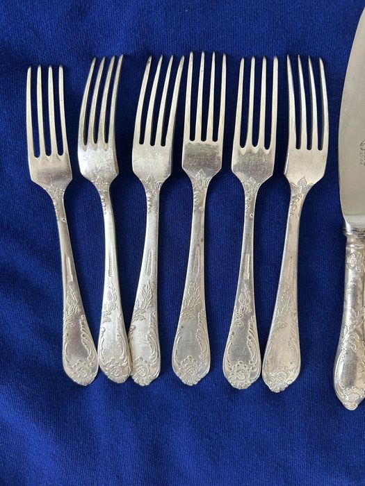 Stare posrebrzane sztućce rosyjskie komplet 24 szt