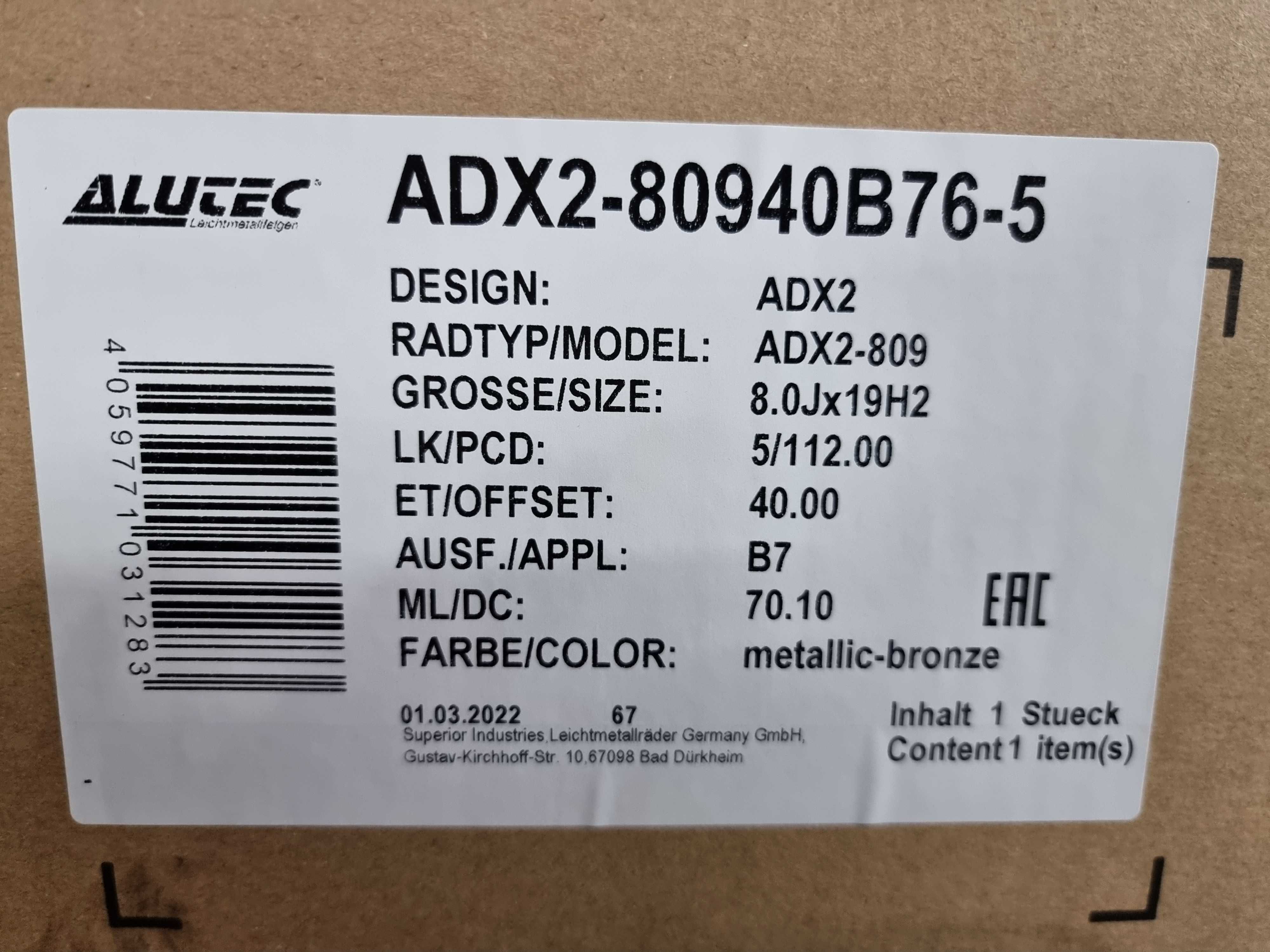 NOWE alufelgi AUDI 19" 5x112 A4 A6 A8 Q5 Złote