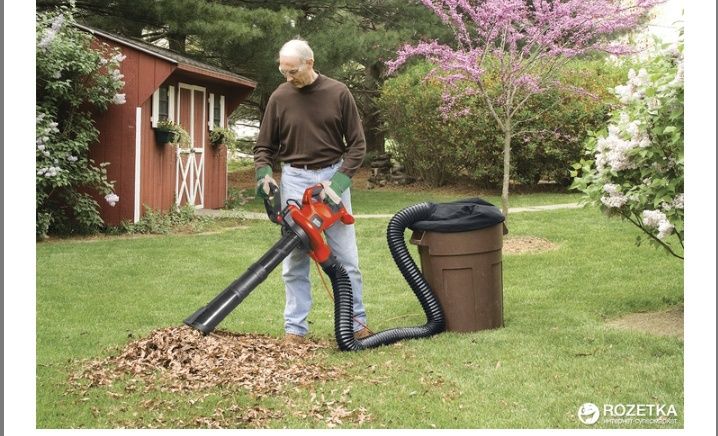 Садовый пылесос Black Decker для листьев.