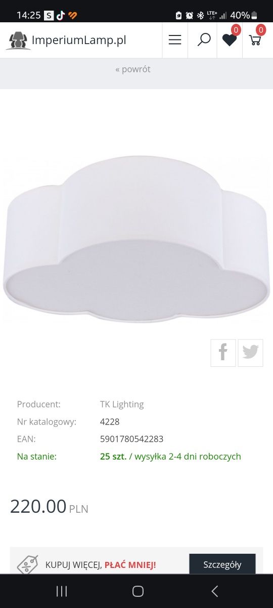 Nowe lampy chmurka biała