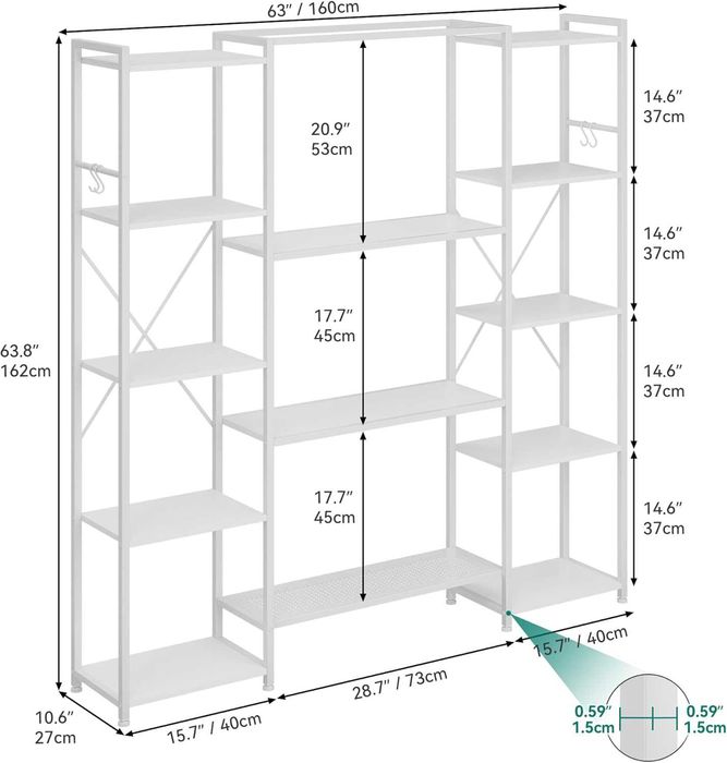 Regał na książki YITAHOME 13 półek biały
