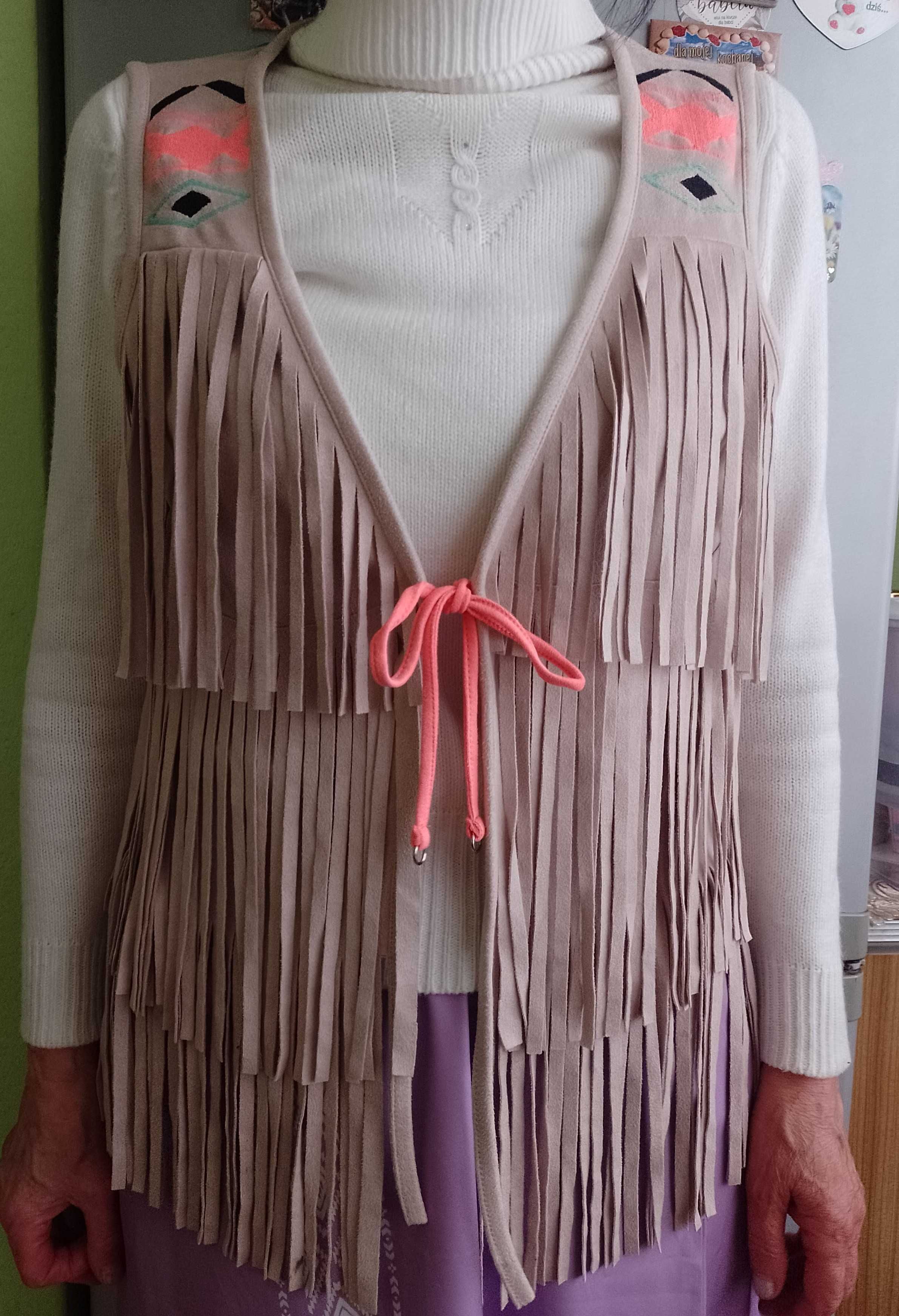(38/40) (M/L) Bogato zdobiona frędzlami Kamizelka kowbojska z Londynu
