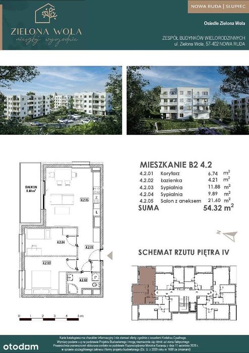 3-pokojowe mieszkanie z balkonem | Zielona Wola, Nowa Ruda-Słupiec