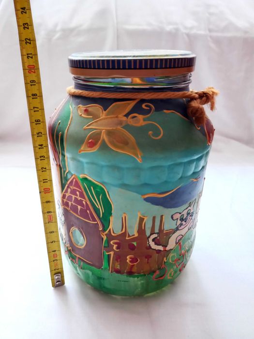 Ręcznie malowany, duży słoik