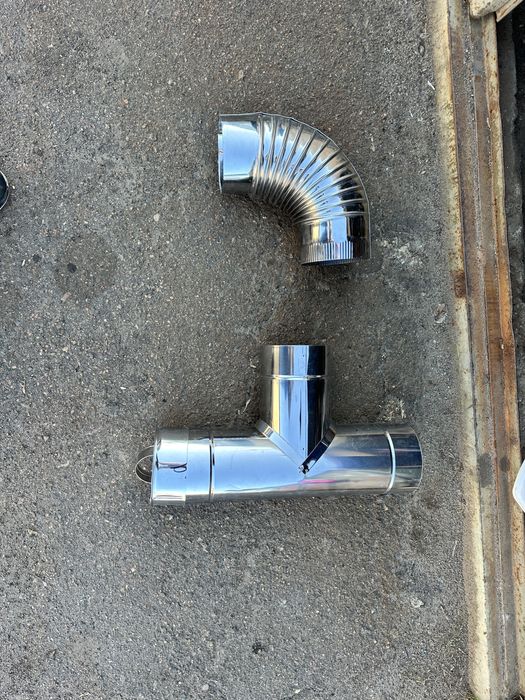 Трійник і коліно 90* димоходу 150мм з нержавійки