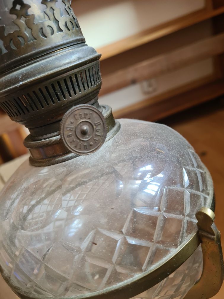 Lampa naftowa Carl Holy Berlin art deco secesja piękna złota