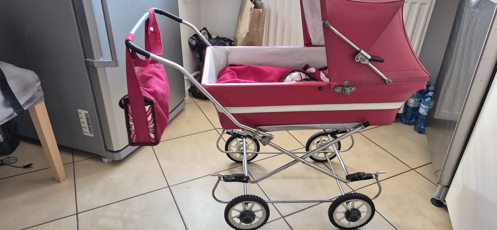 Wózek wózeczek dla lalek PRL stary eko skóra plus dodatki lalki lalka