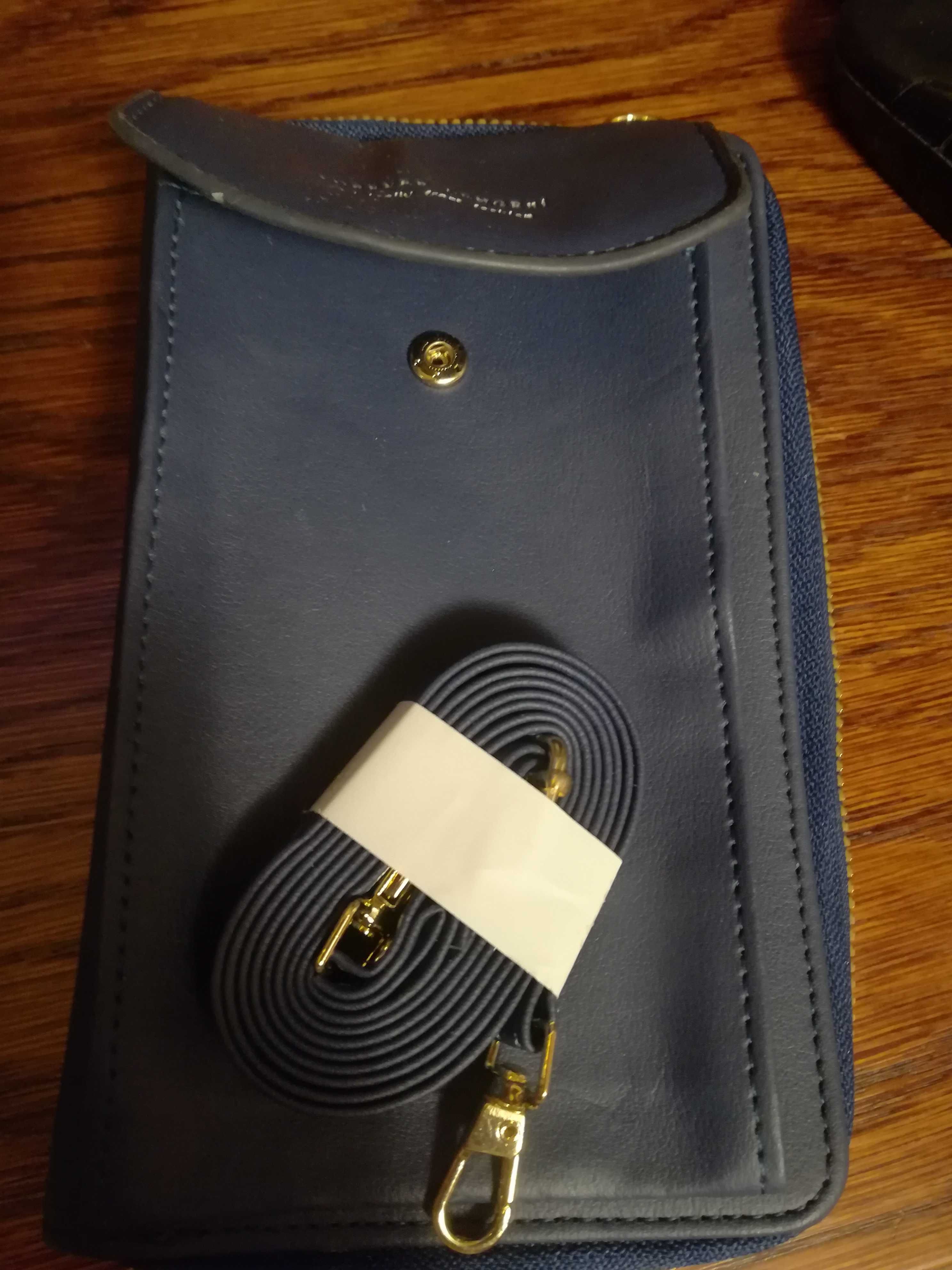 saszetka portfel z kieszenią na telefon regulowany pasek