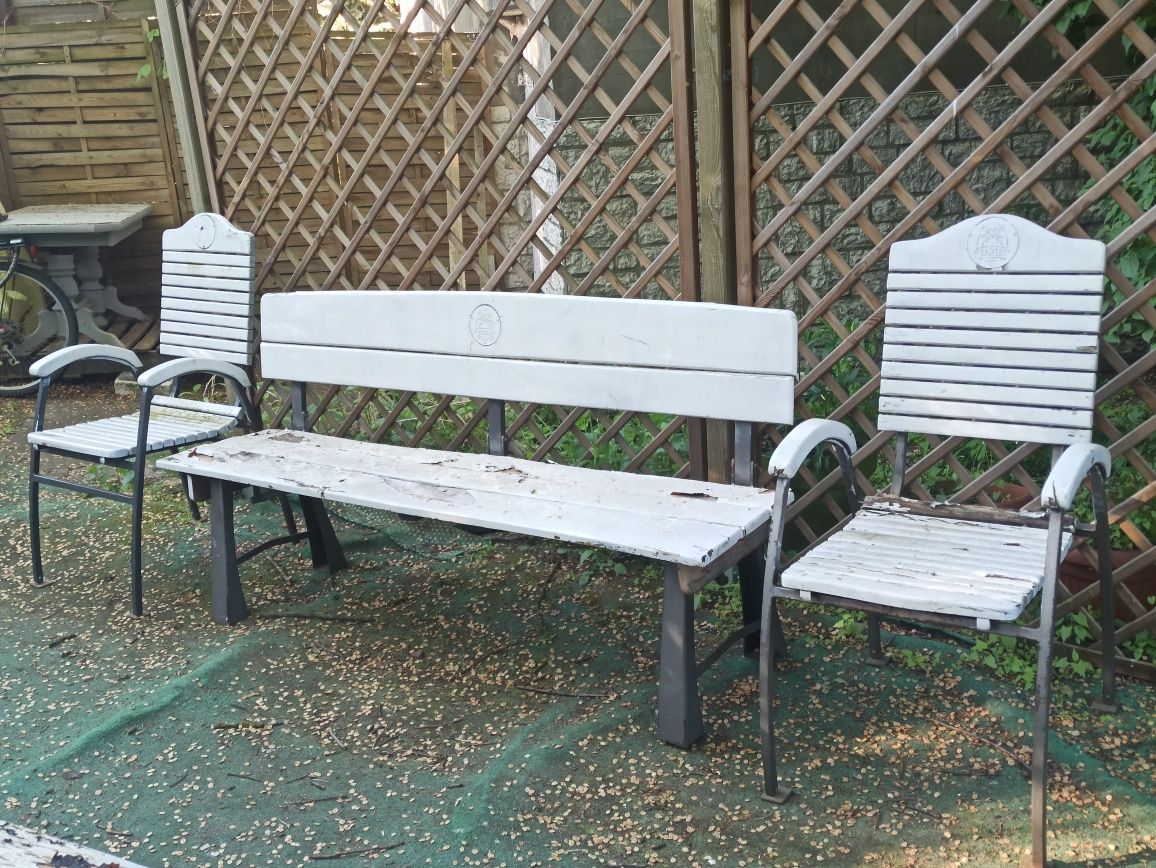 Meble ogrodowe ( 2 krzesła i ławka ) komplet - do odświeżenia