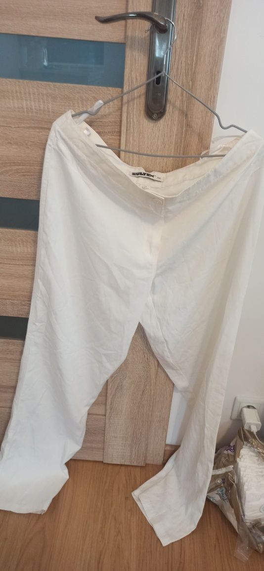 Białe damskie spodnie Sultem w rozmiarze 44
