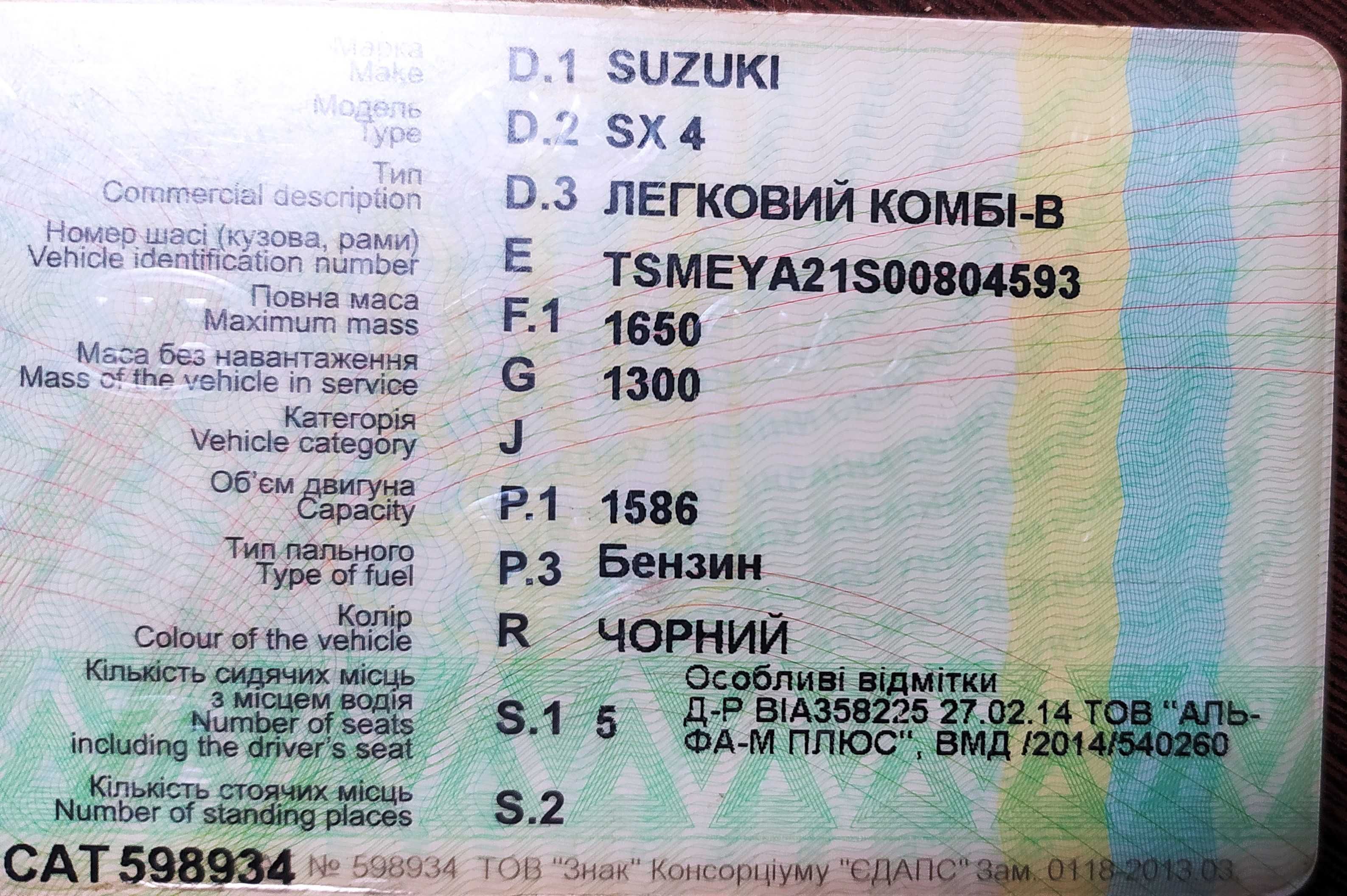 AUTO: Suzuki SX 4, 2013 р. в., 74 т. км, 1586 см. куб, Бензин. Чорний.