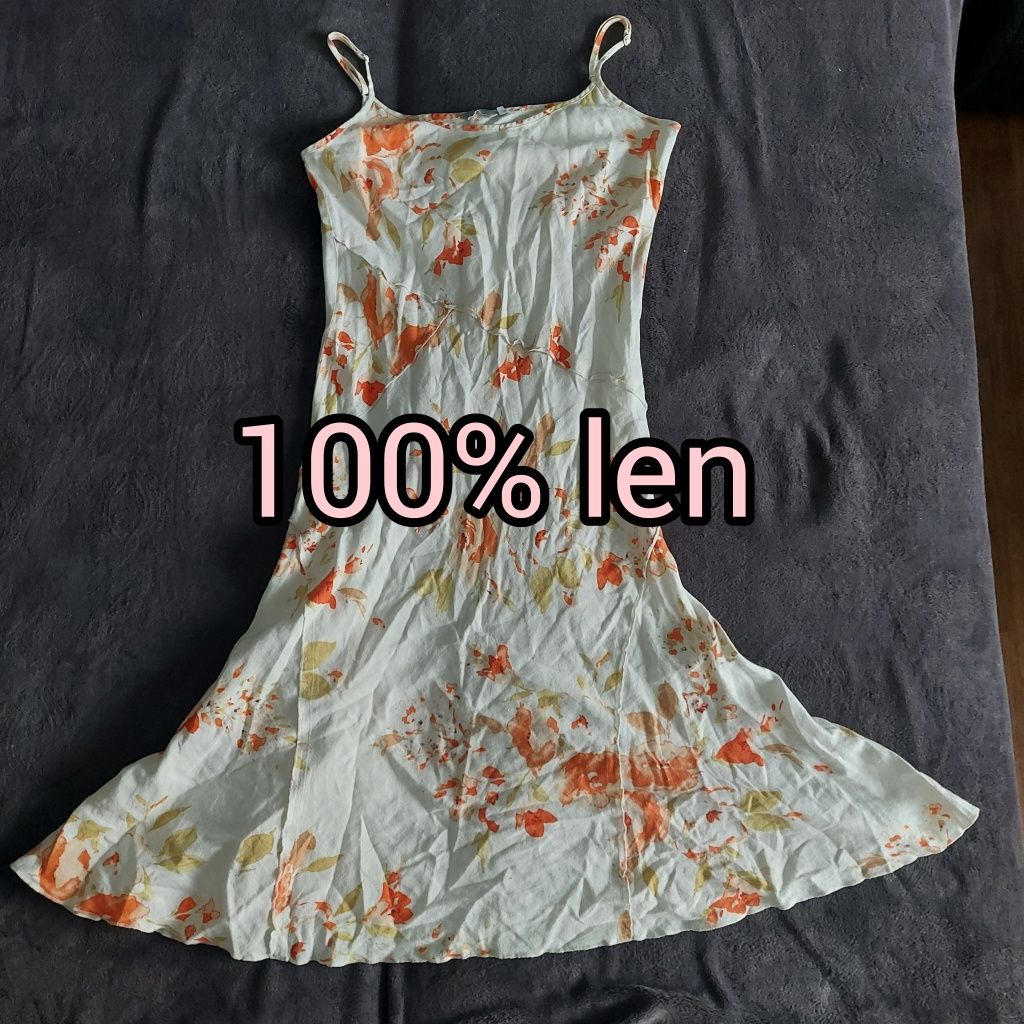 Sukienka 100% len L-XL
