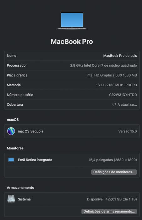 Macbook pro 15’’ 2017
