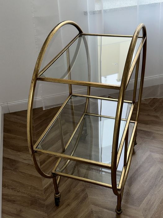 Stolik na kółkach wózek kuchenny barek złoty