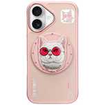 Etui Nimmy Glasses Cool Cat MagSafe na iPhone 16 - różowe