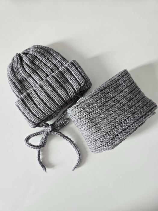 Czapka + szalik zimowy dla noworodka r.56