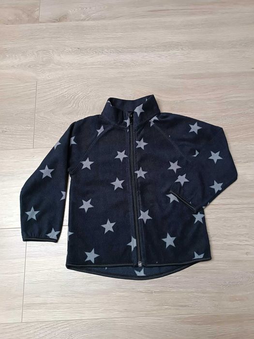Bluza cienki polar czarna gwiazdy długi rękaw suwak stójka 'H&M' 92