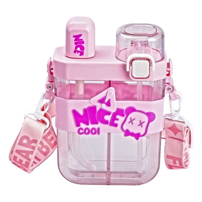 Пляшка для води подвійна Nice 620 мл з трубочкою та мундштуком