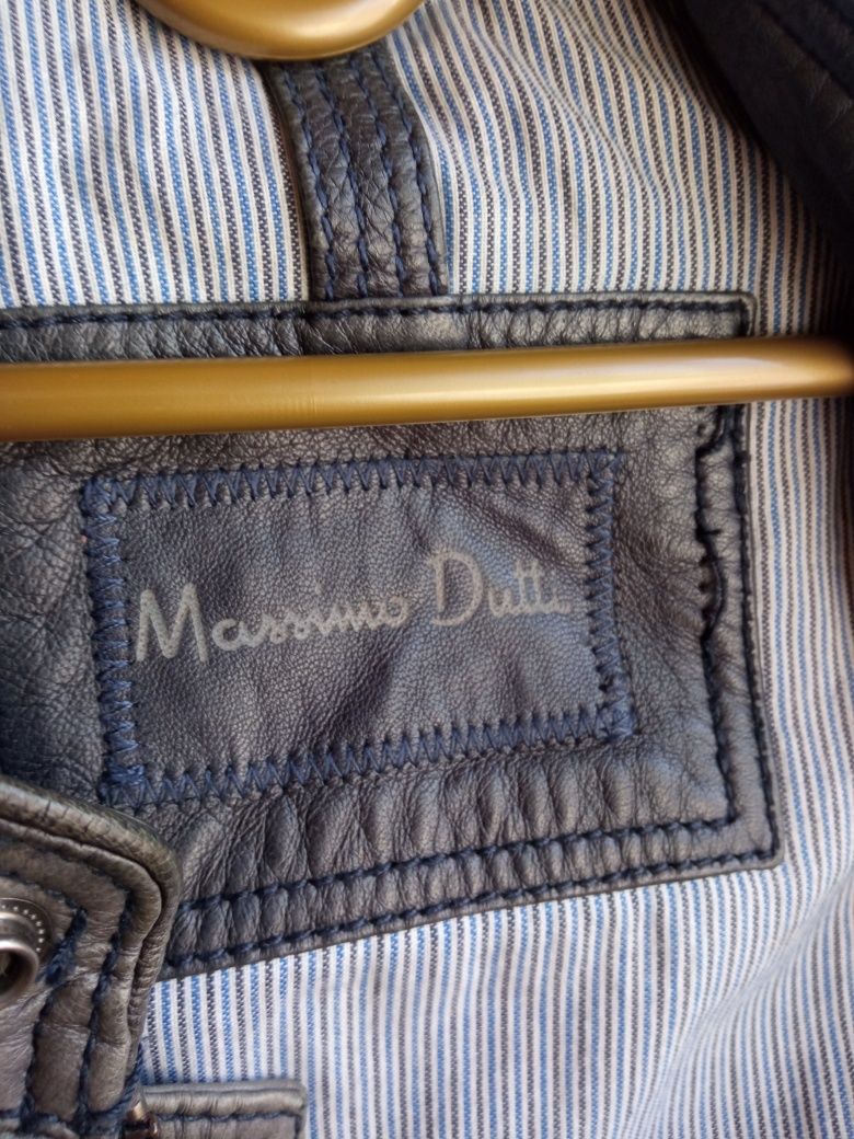 Massimo dutti męska kurtka skórzana szara  L