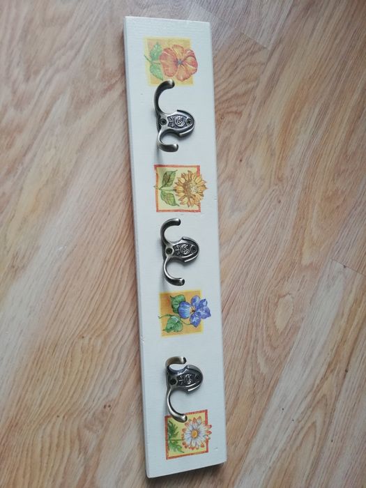 Wieszak do przedpokoju 52cm, ecru, decoupage