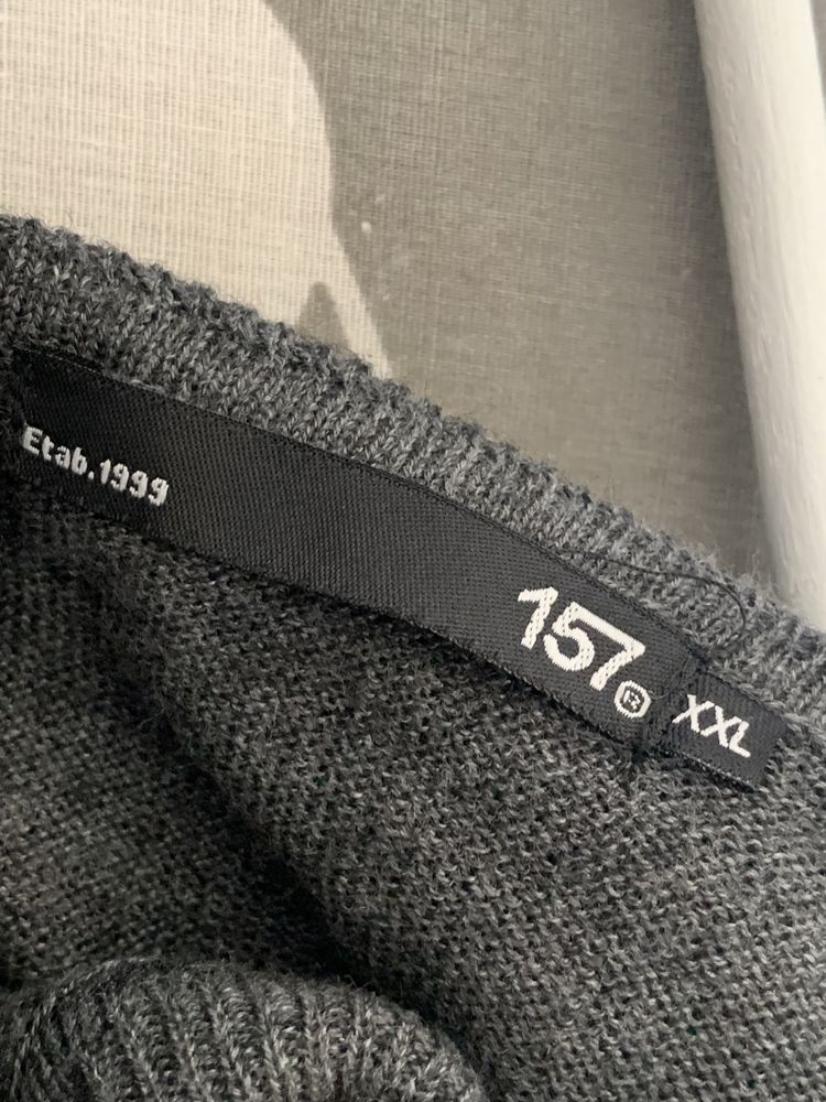 Męski wełniany sweter golf Lager 157 / szary / 100% merino rozm. XXL