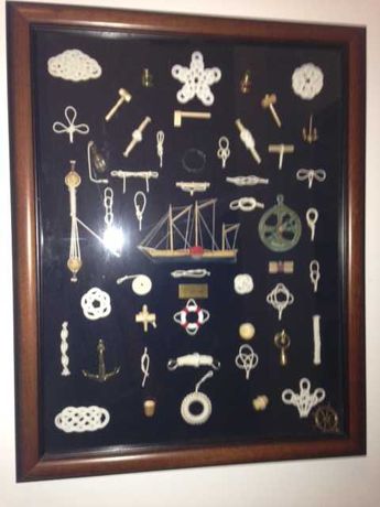 Quadro de arte de marinheiro com 50 peças, com vidro.