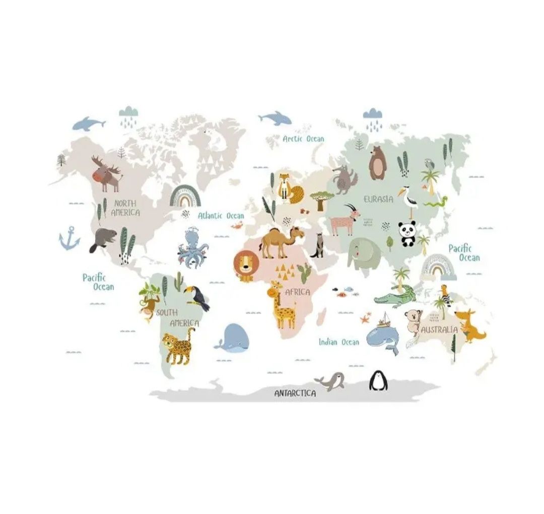 Naklejka mapa świata - pokój dziecięcy