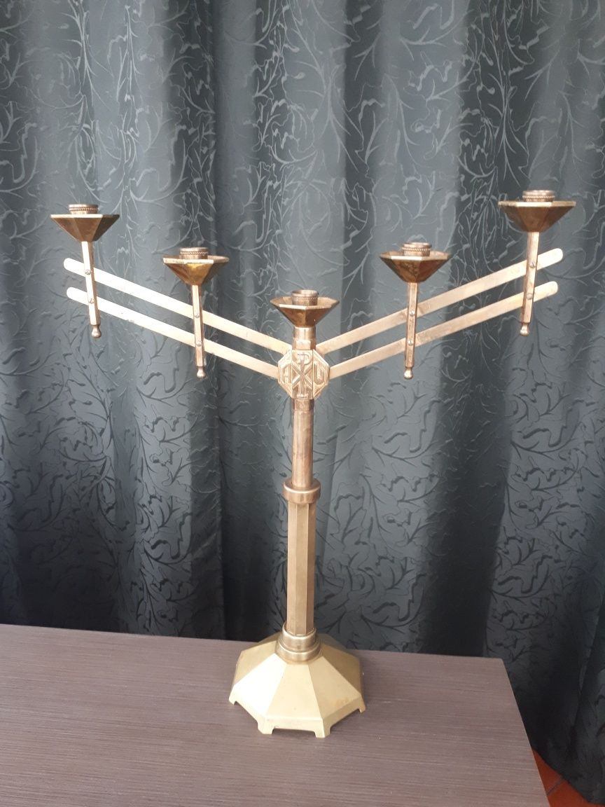 Arte Sacra/ candelabro de bronze