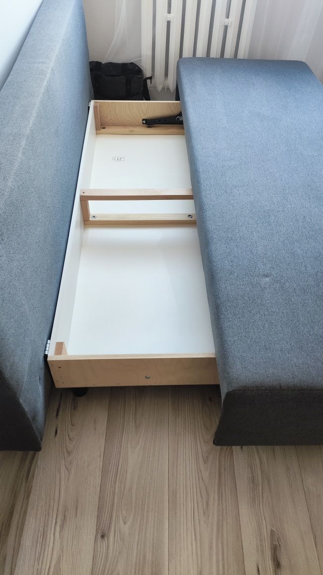 Sofa rozkładana 3-osobowa, jasnoszara z funkcją spania