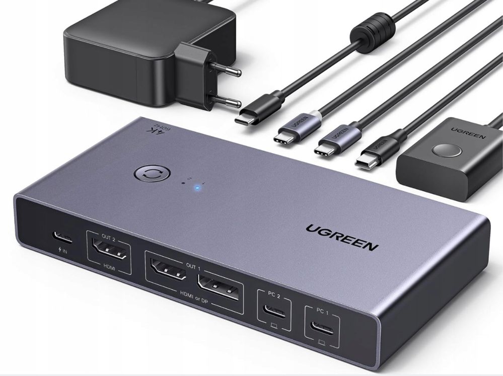 Przełącznik USB-C KVM UGREEN CM732 2xPC 2xMonitory