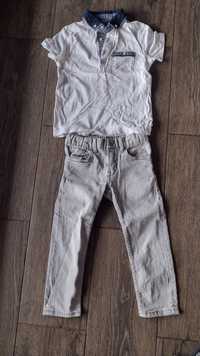Spodnie jeans i elegancki t-shirt rozm. 98/104