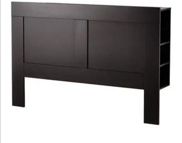 BRIMNES Cabeceira c/arrumação, preto, 160 cm