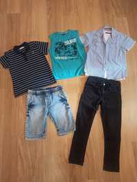 Zestaw dla chłopca 152 spodnie , spodenki , koszula , 2 koszulki