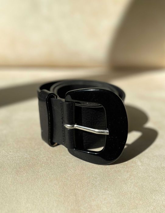 Чорний широкий шкіряний пояс ремінь Vera Pelle Colours Beauty