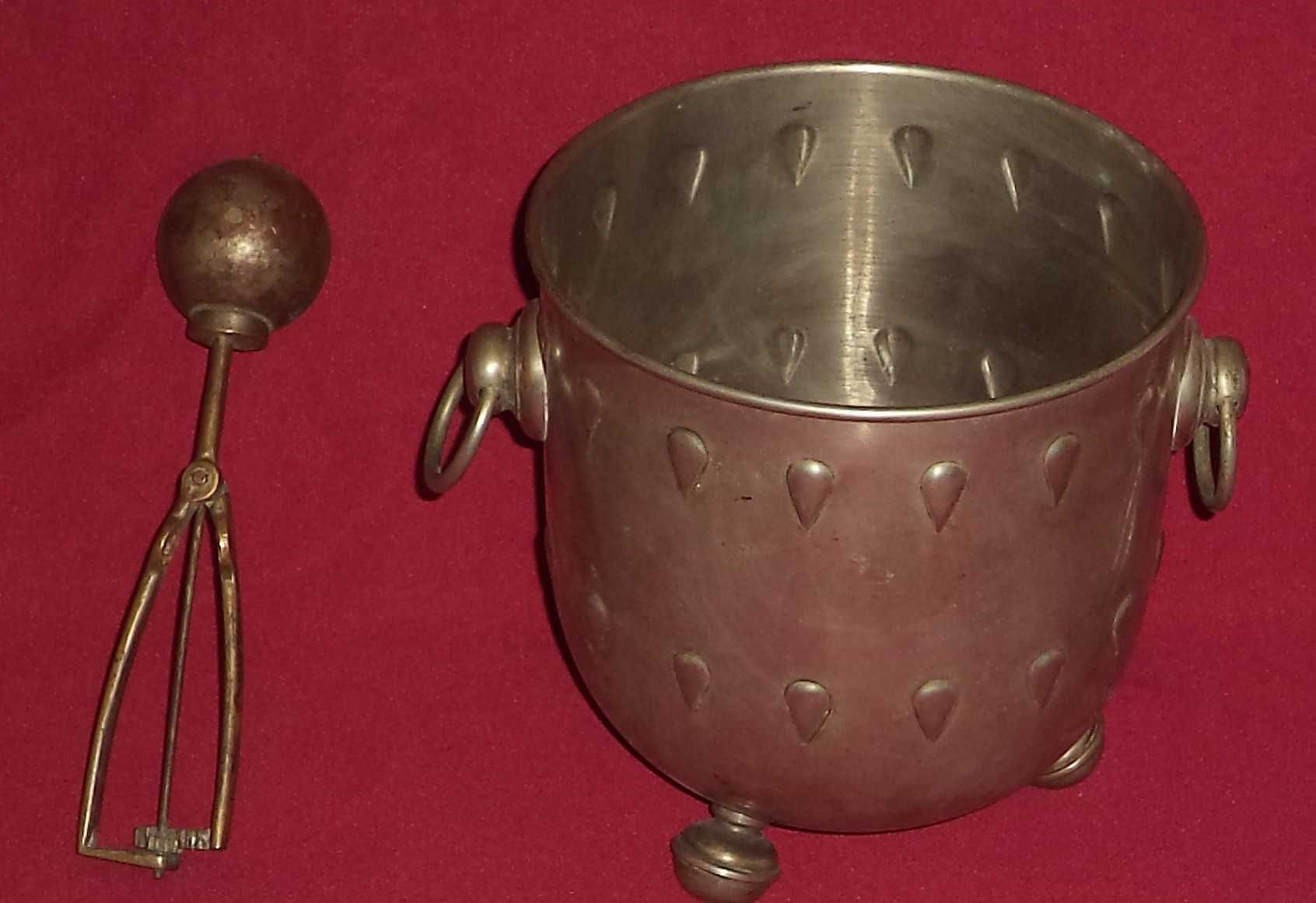Stara gałkownica łyżka  wiaderko do lodu punca Orzeł - plater antyki