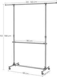 Songmics Wieszak na Ubrania, Metal, Szary, 101-163 x 49 x 113-198 cm