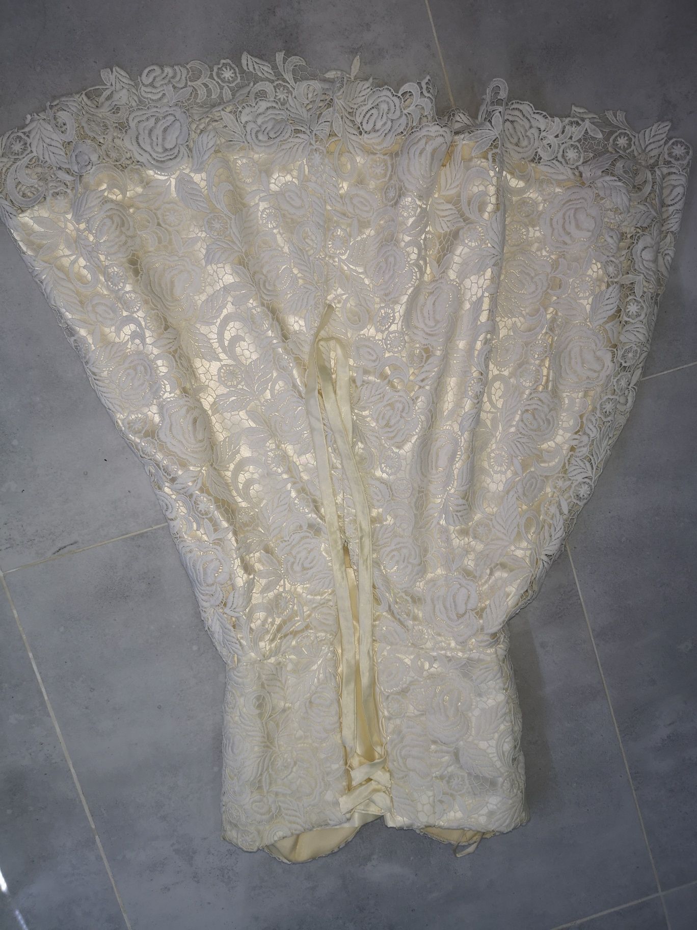 Sukienka suknia 36 S  biała koronka eqru  krótka ślub cywilny