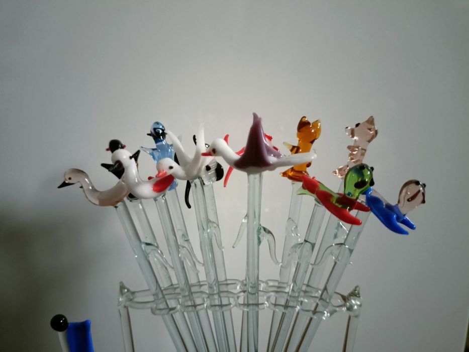 Szklane kolorowe ręcznie wykonane patyczki mieszadełka do koktajli dri