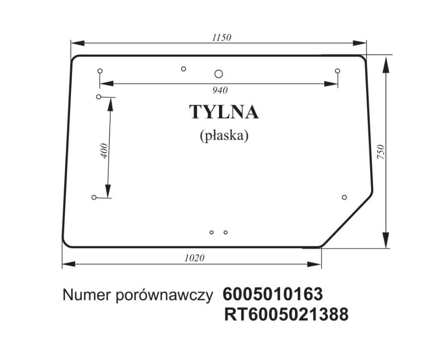szyba tylna Renault Ceres 65, 70, 75, 85,95 John Deere MX3 MX4 ACX179i