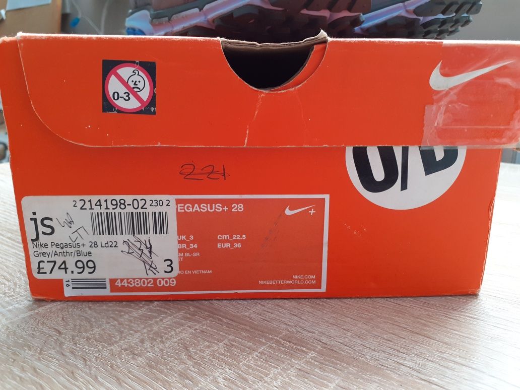 Buty sportowe do biegania, treningu na siłownię Nike pegasus+ 28 roz36